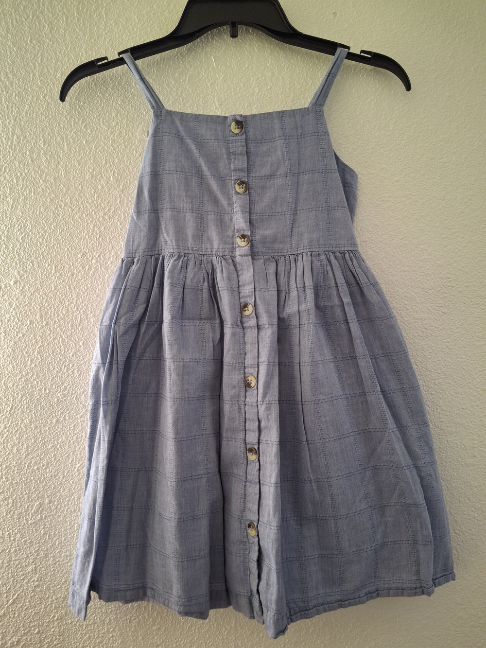 Girls Light Blue Button-Front Casual Sundress
